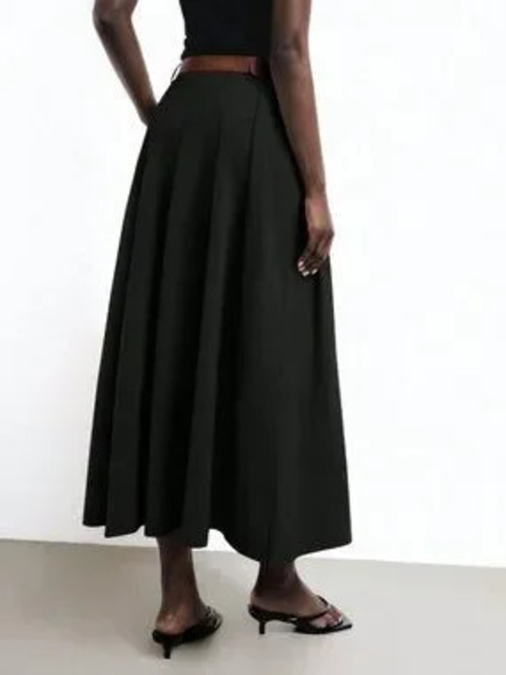 Black Casual Women's Flared Skirt